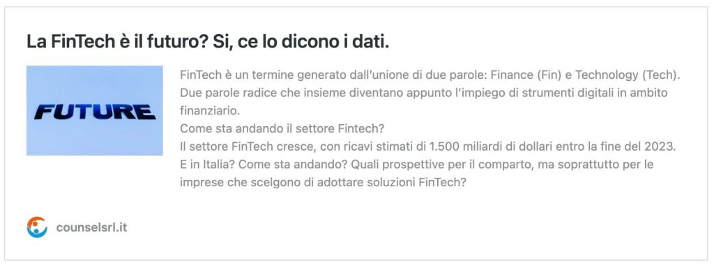 Articolo Fintech e futuro