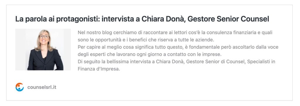 Articolo intervista Chiara Donà