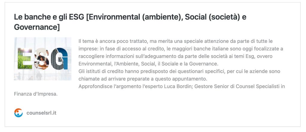 Articolo banche e ESG