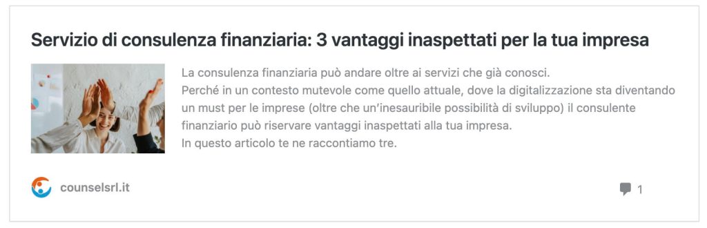 Articolo vantaggi della consulenza finanziaria